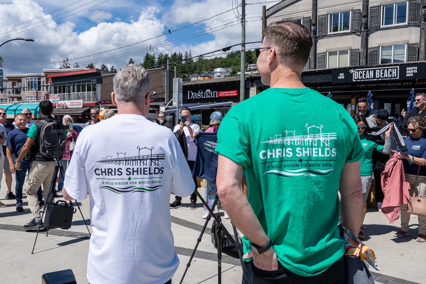 Volunteers in Chris Shields campaign shirts